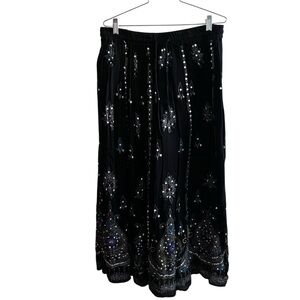 NEW Dressbarn Black Maxi Skirt Silver Embellishments Festival Boho size Medium M